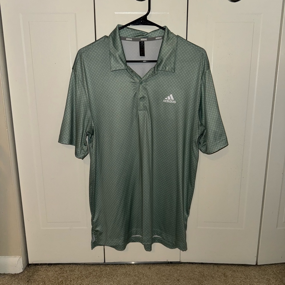 2/$15 Adidas Men's Green Patterned Polo Shirt